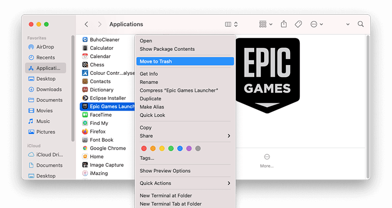 how to remove epic games launcher from mac