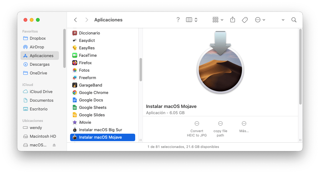 Archivo Instalar macOS Mojave