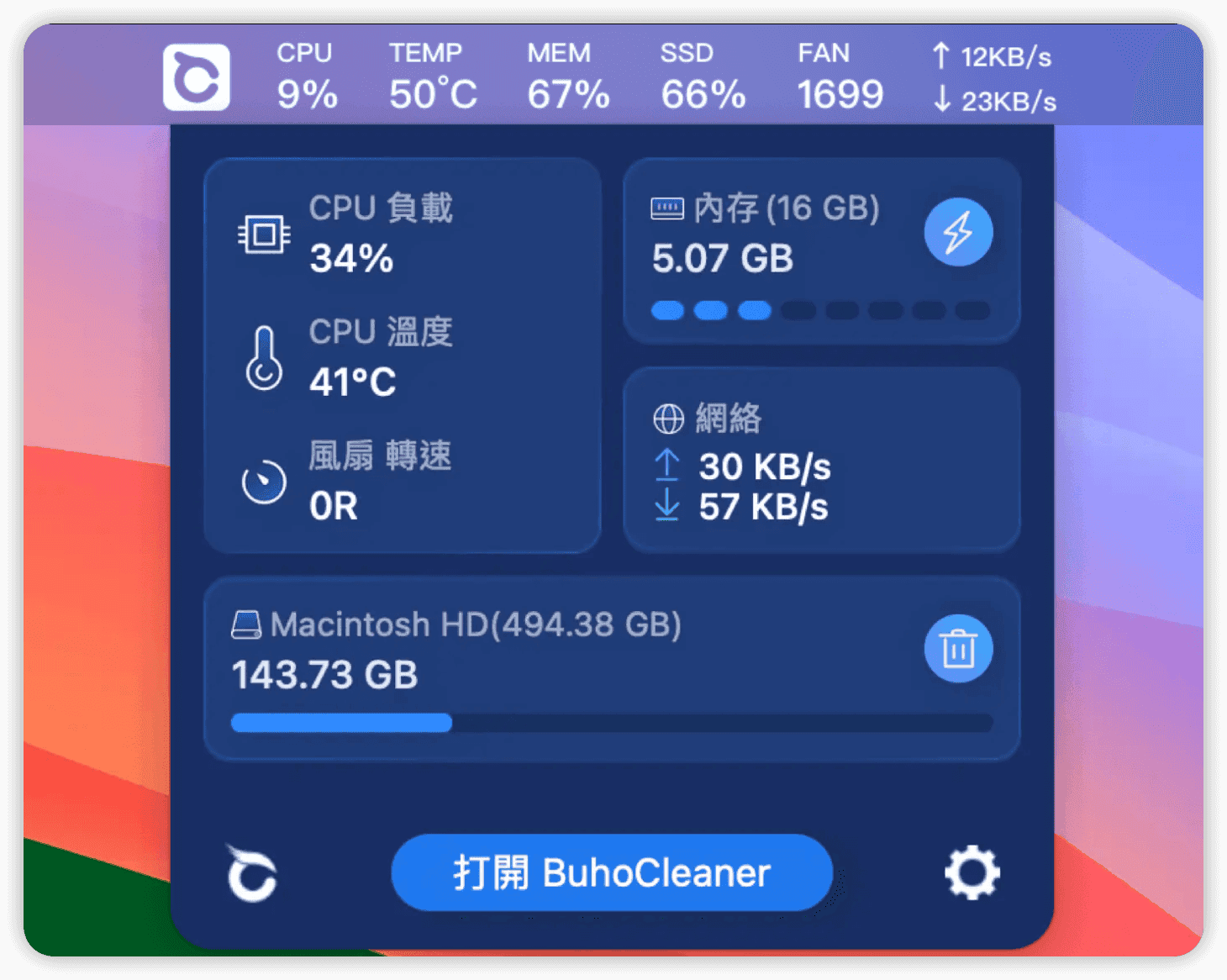 BuhoCleane 監控系統狀態