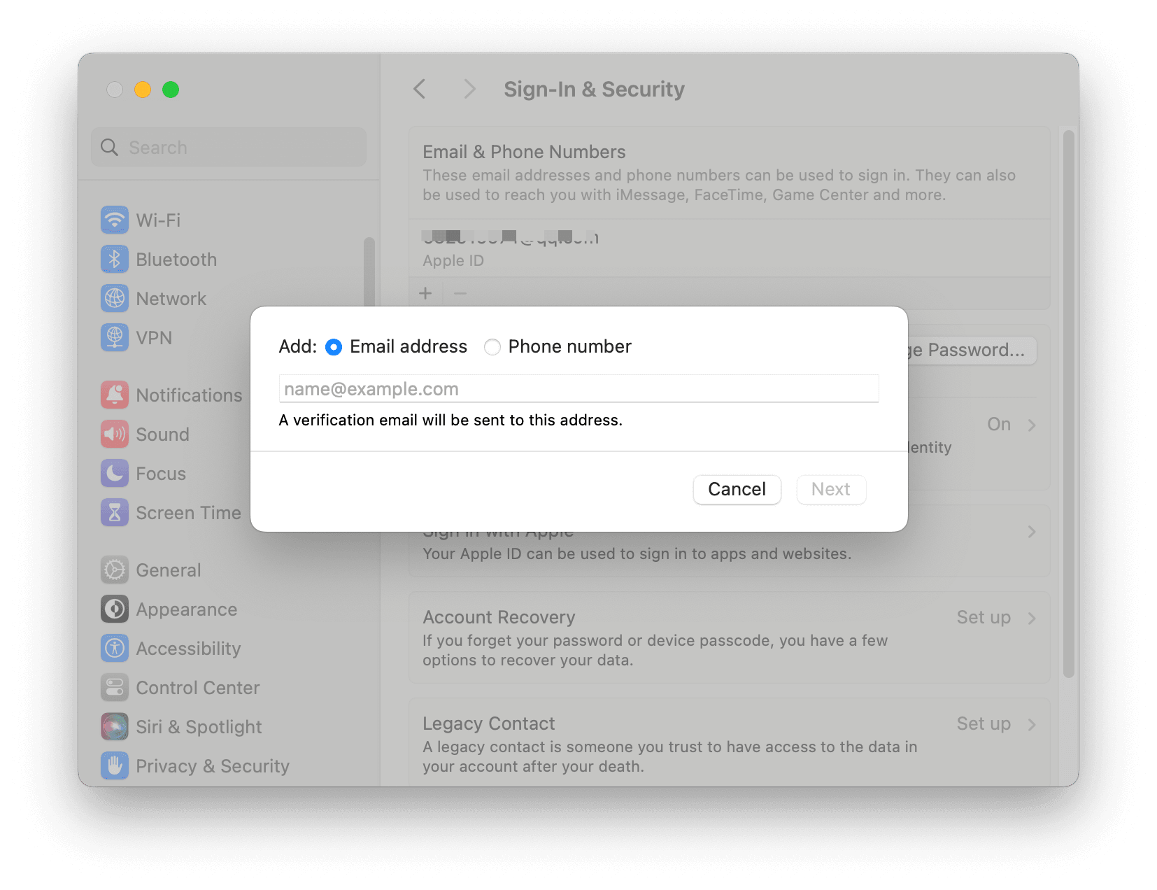 Change Apple ID Email on Mac