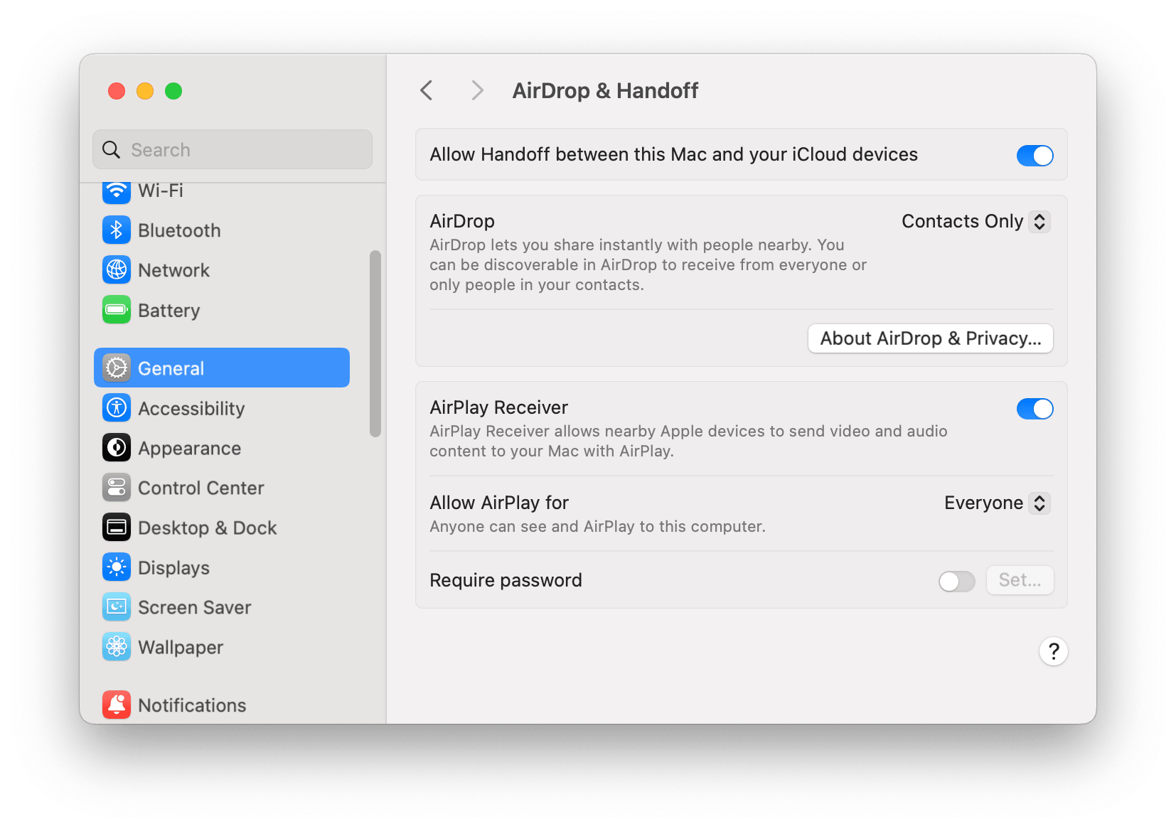 Check AirPlay Settings on Mac