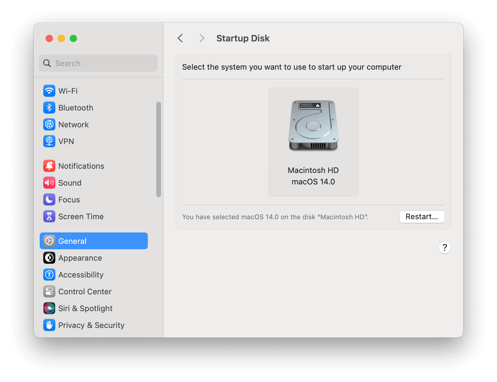 Check Startup Disk on Mac