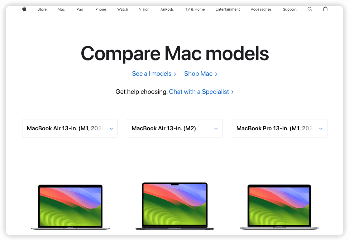 比較 Mac 機型