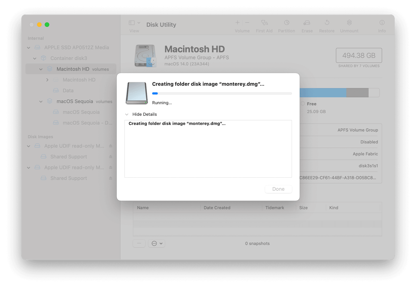 Create macOS Monterey DMG with Disk Utility