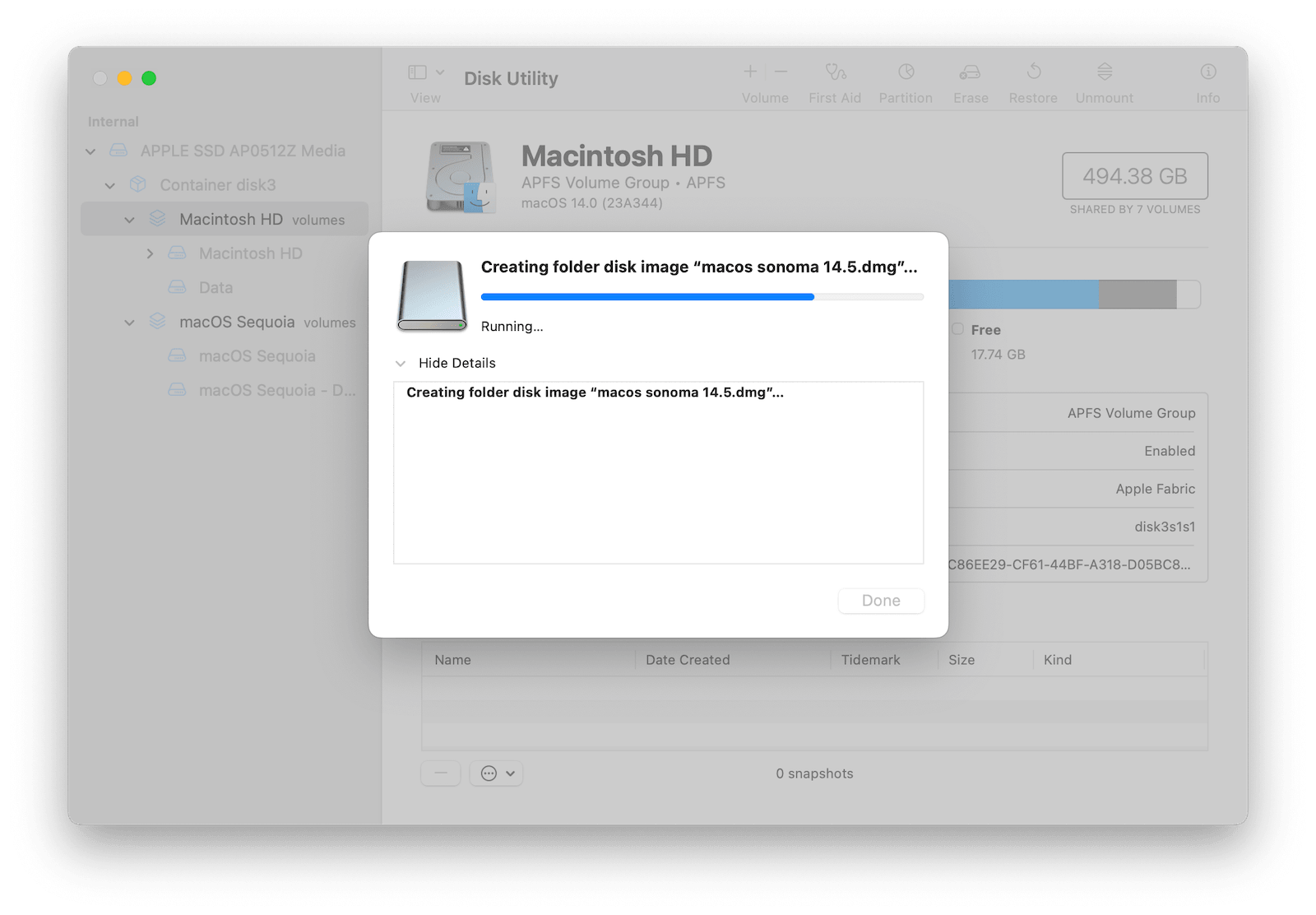 creating macos sonoma dmg with disk utility