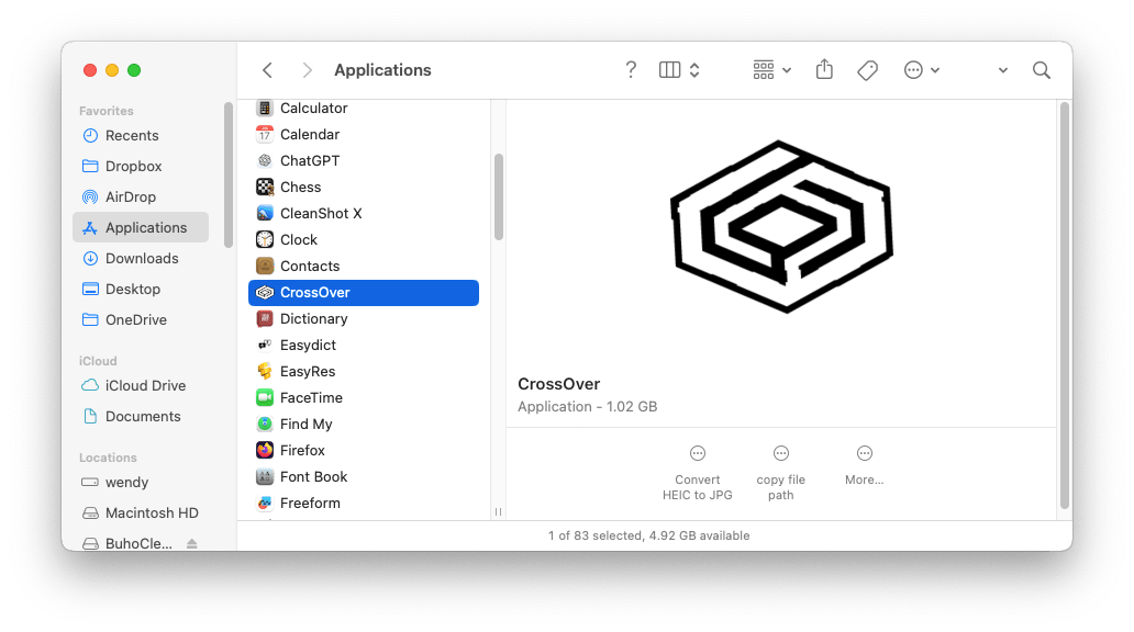 Delete CrossOver related files in Finder