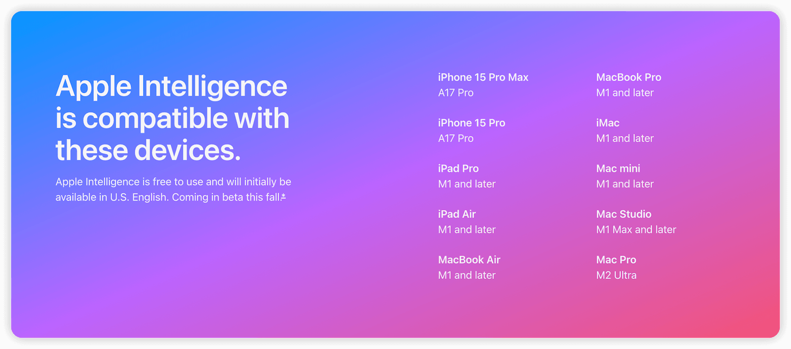 Devices that Support Apple Intelligence