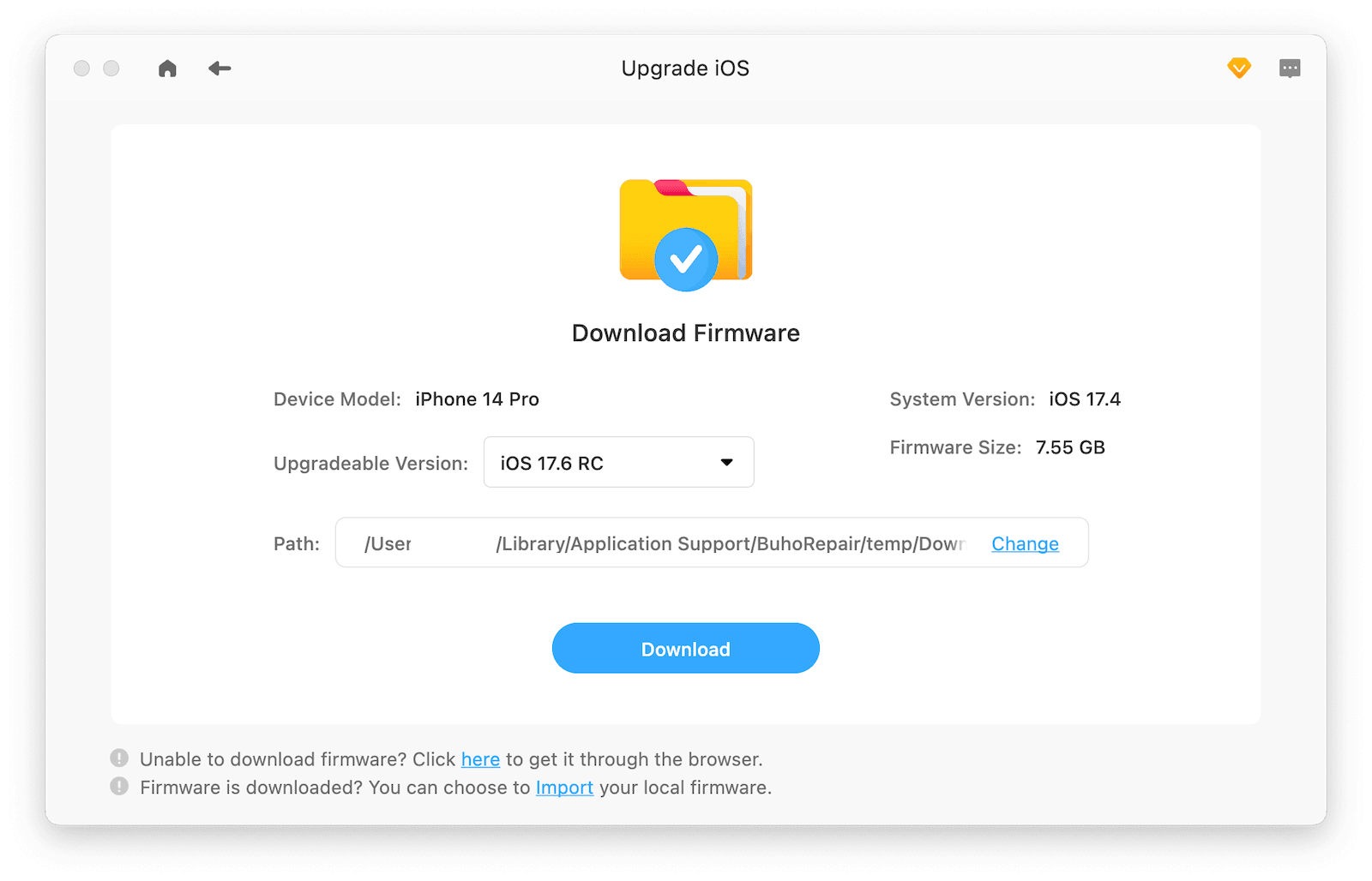 Download Firmware for iPhone with BuhoRepair