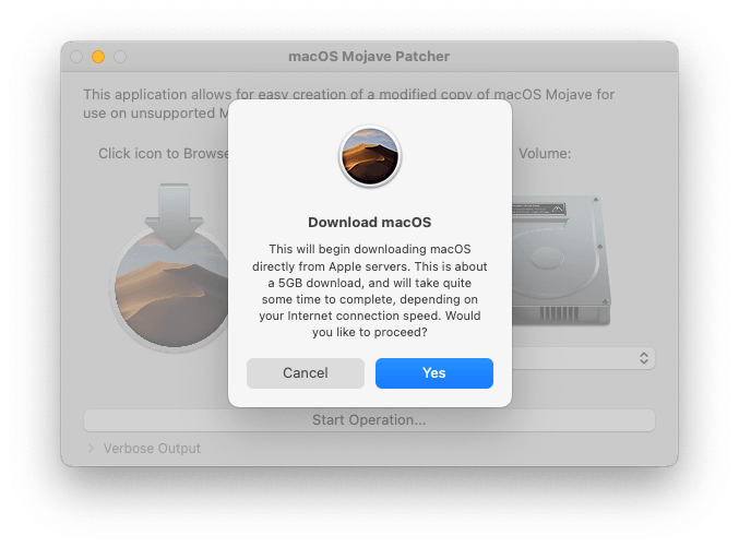 Scarica il programma di installazione completo di macOS Mojave