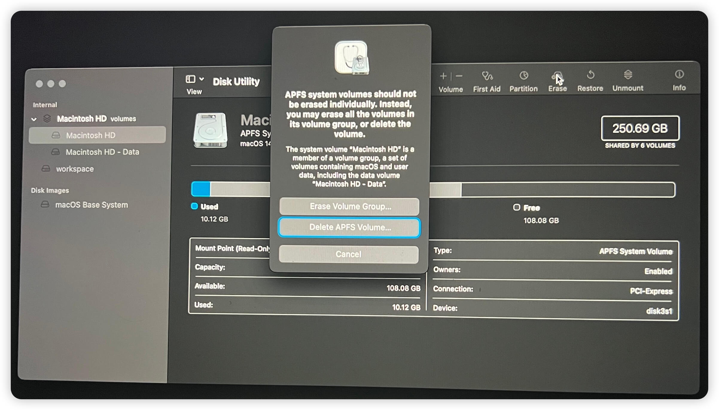 Erase Macintosh HD in Recovery Mode
