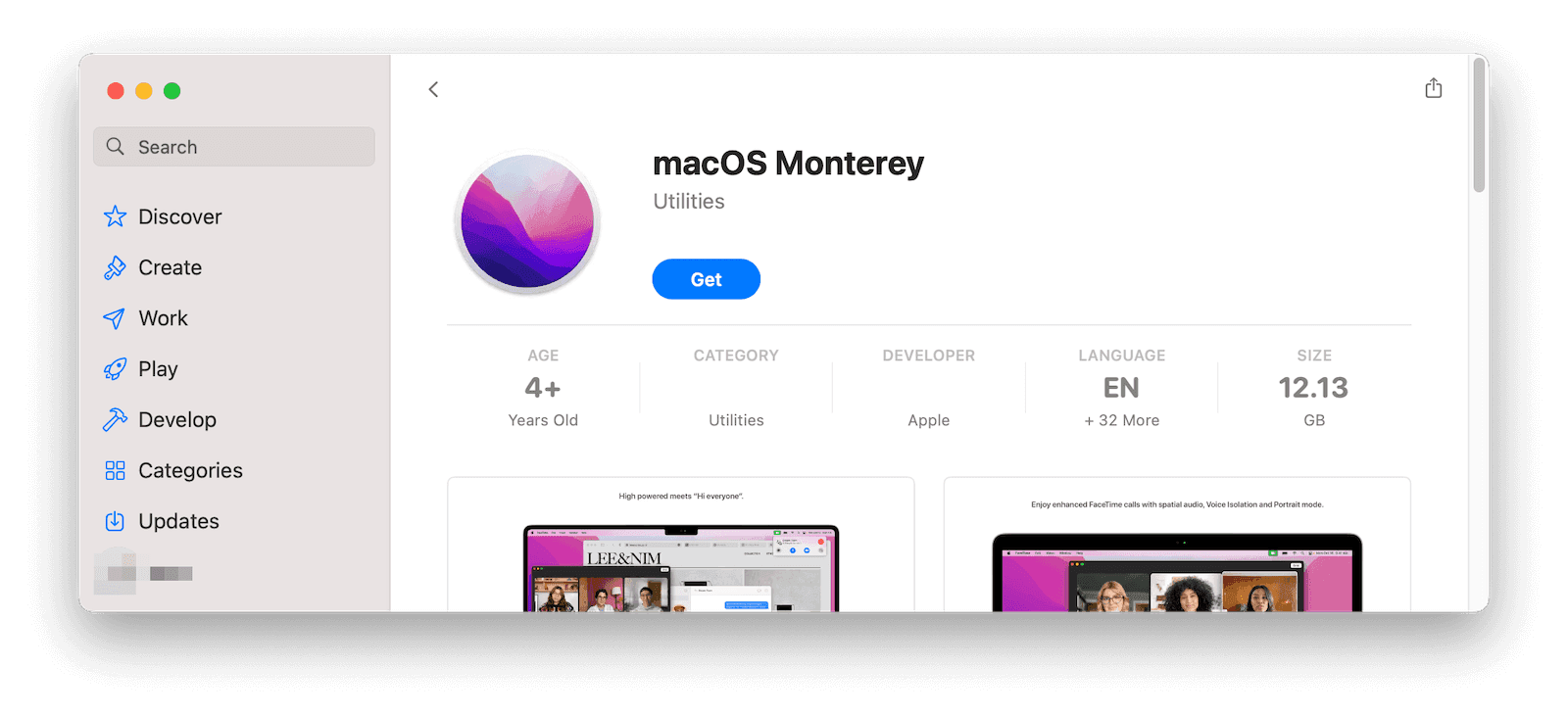 Find macOS Monterey in App Store