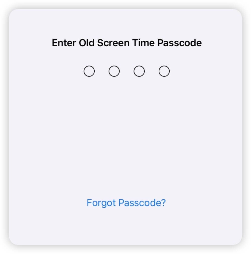 Forgot old Screen Time passcode