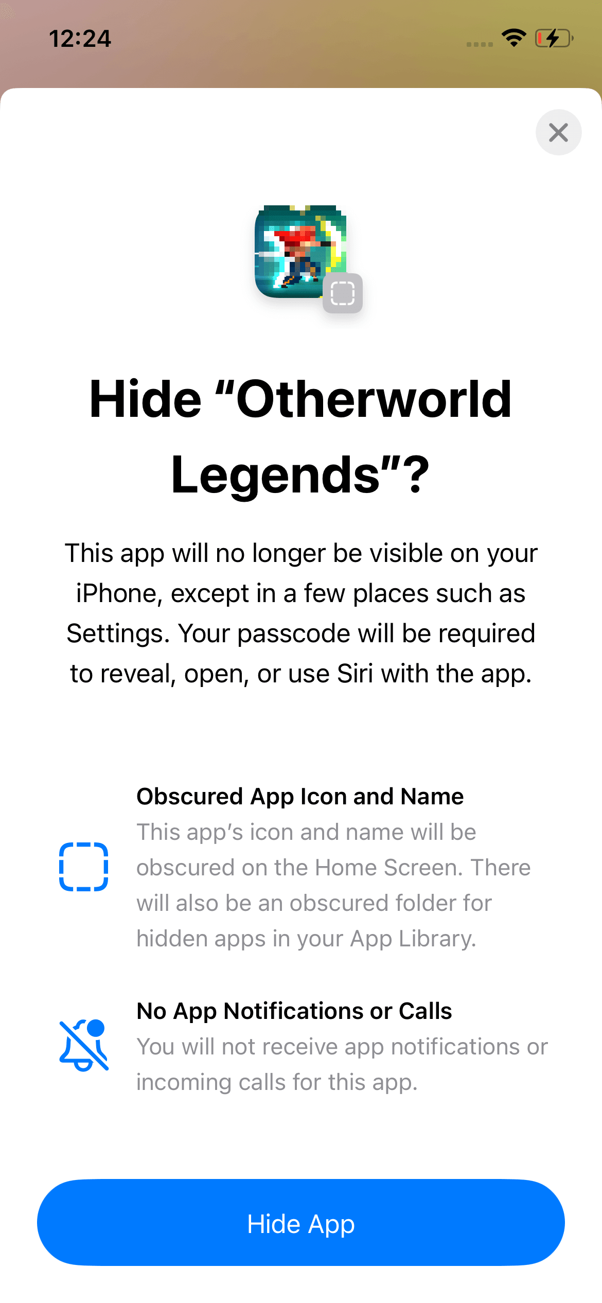 Verstecken und Passcode erforderlich unter iOS 18