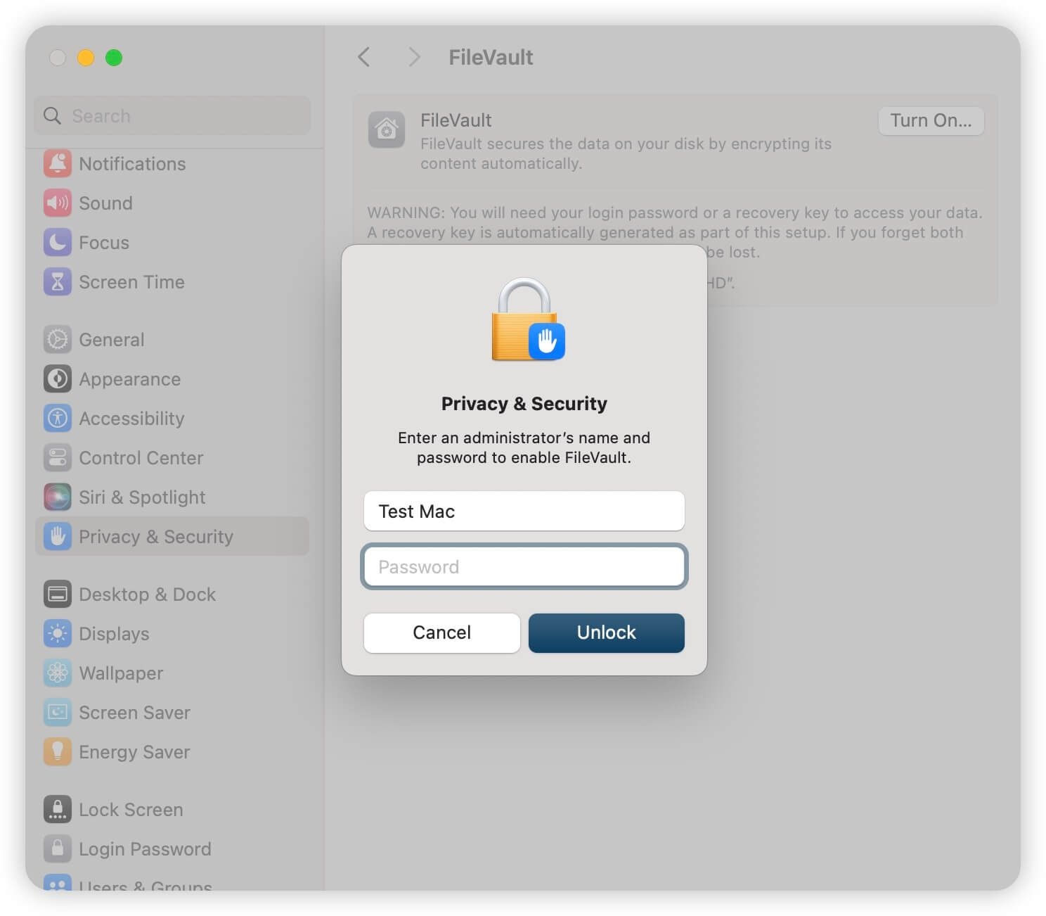 How to turn on FileVault on Mac