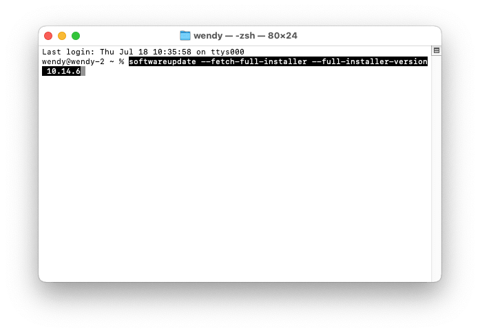 在終端機中獲取 Mojave 完整安裝程式