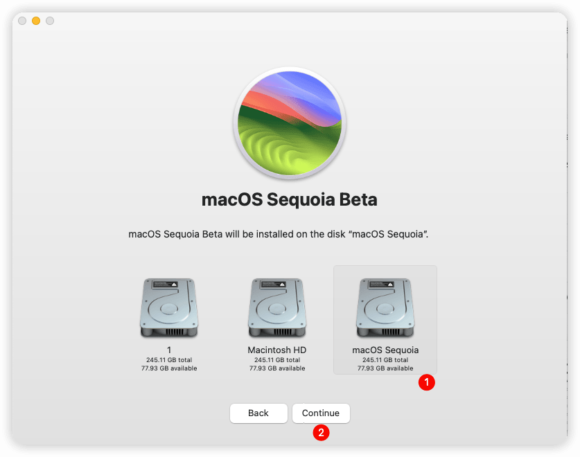 Install macOS Sequoia on created volume