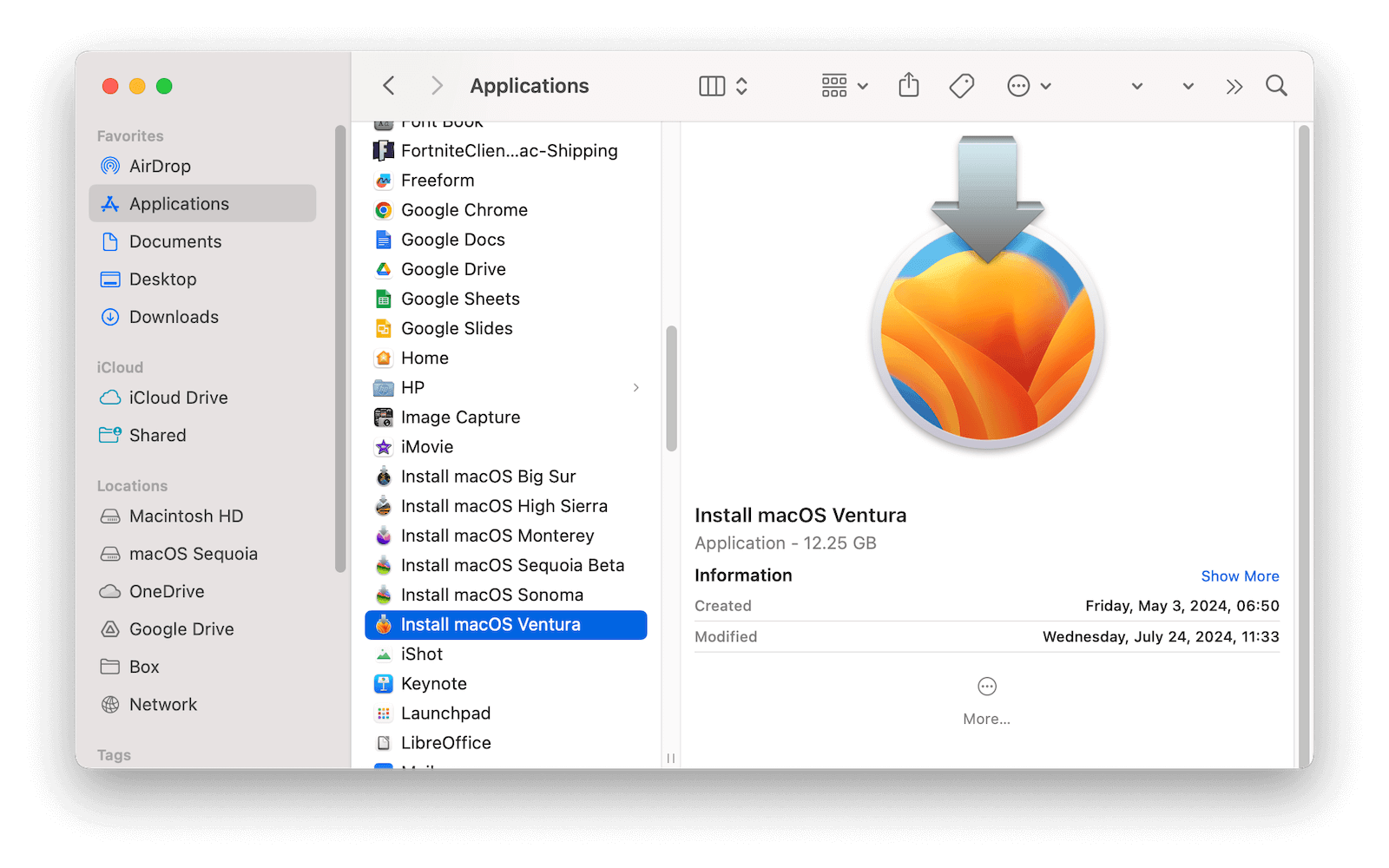 Install macOS Ventura.app