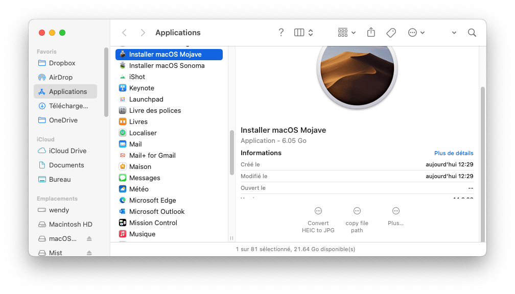 Install macOS Mojave file