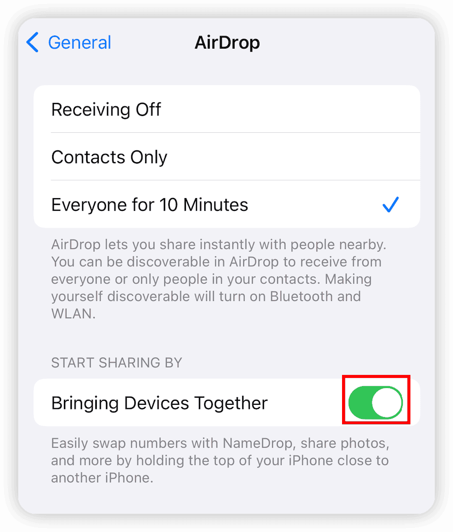 iOS 17 NameDrop Bring Devices Together
