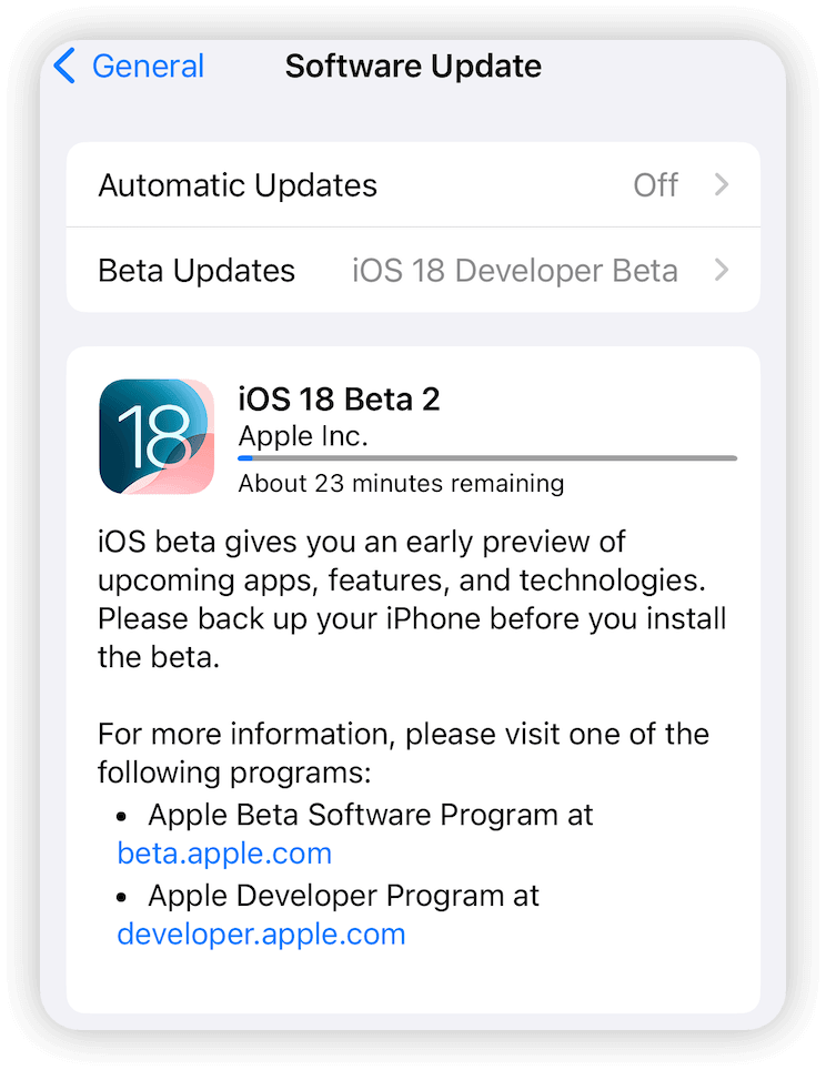 iPhone Stuck on iOS 18 Beta Downloading