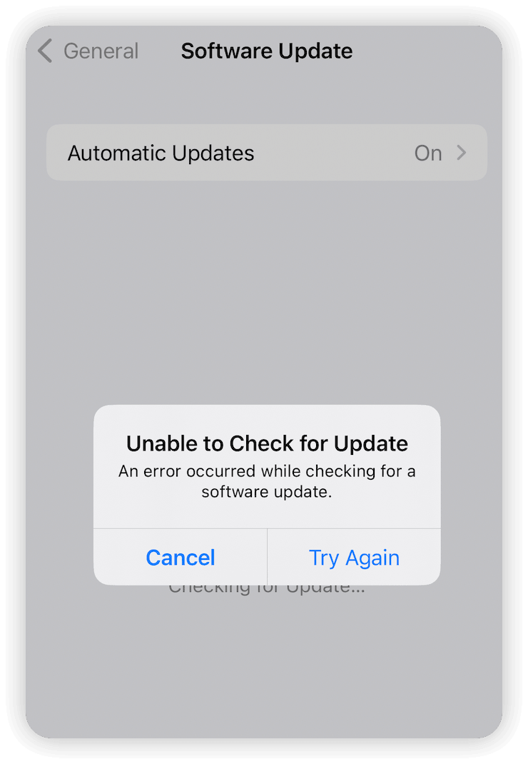 Unable to Check for Update Error on iPhone