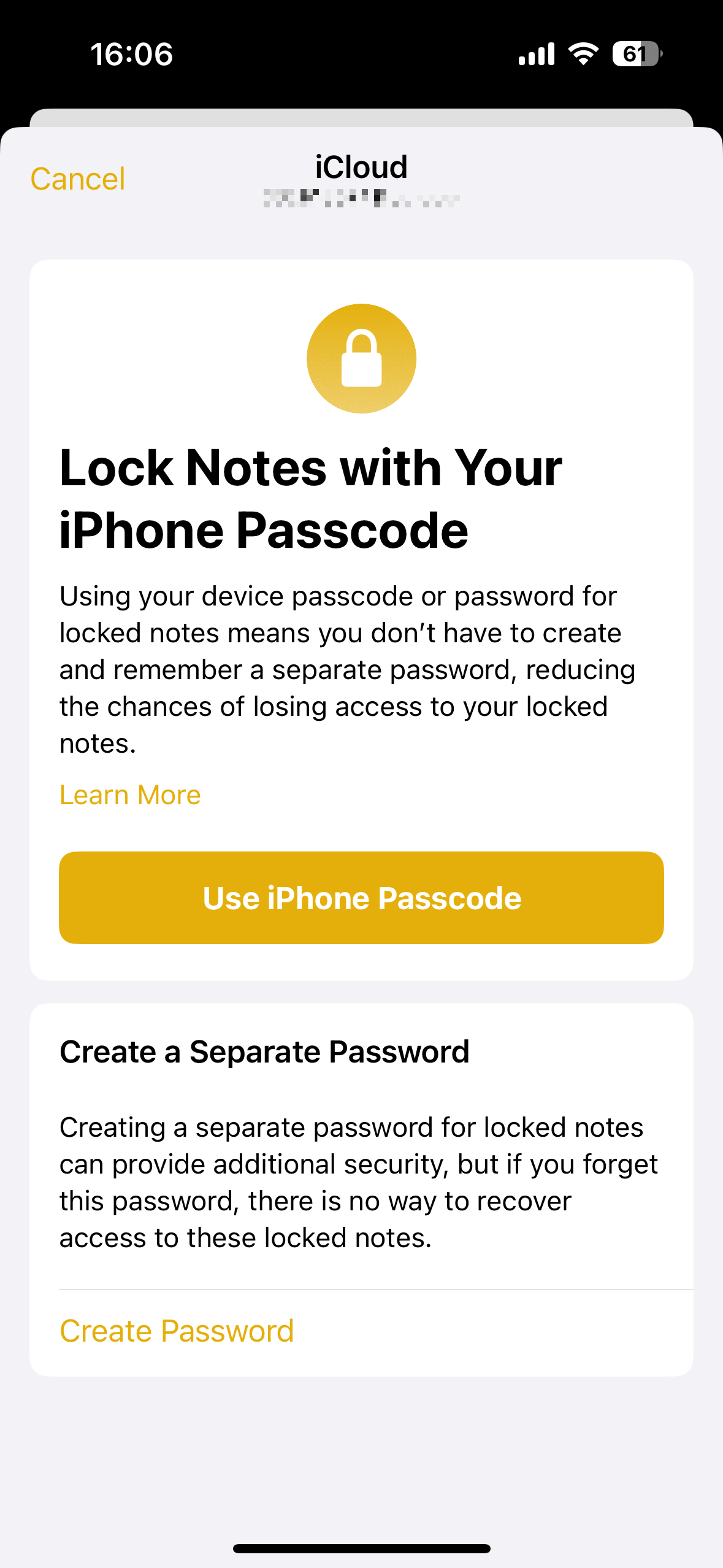 Lock Notes with Screen Passcode or Create a New Password