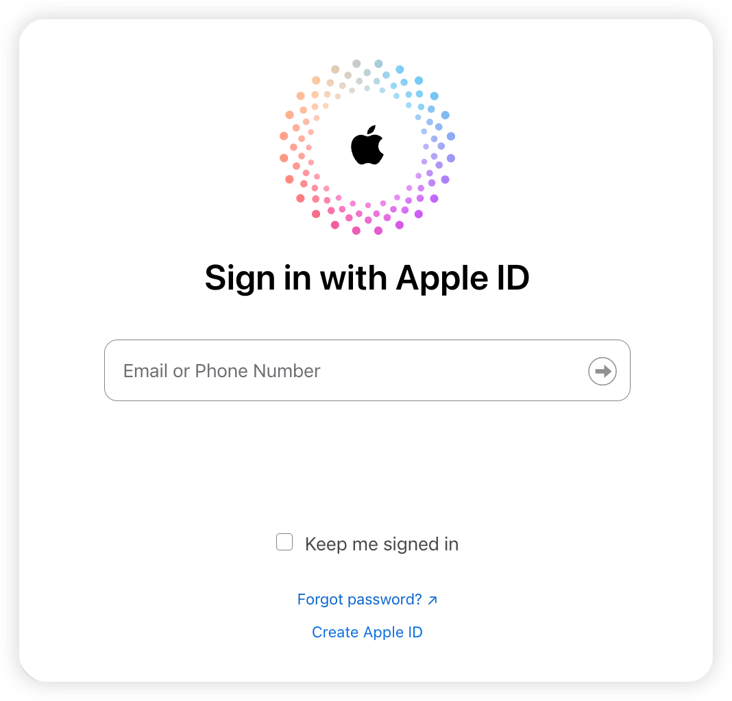 Log in iCloud