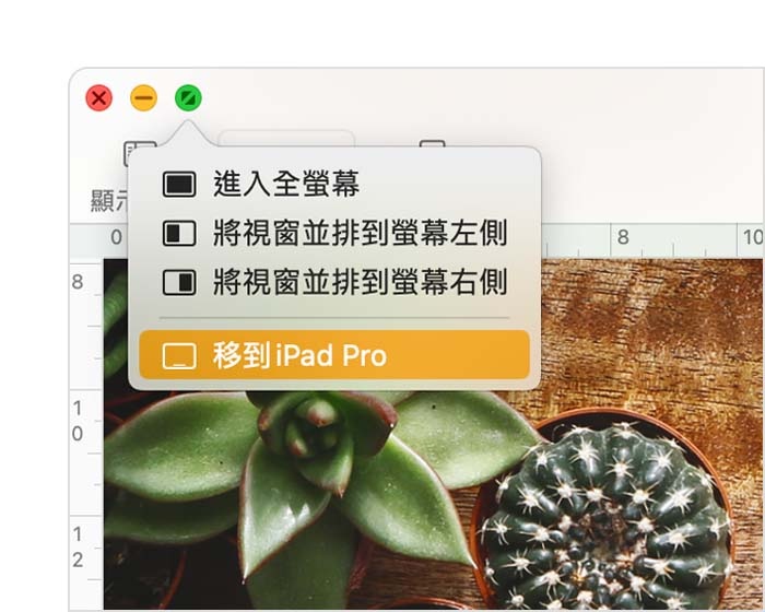 將 Mac 視窗移動到 iPad 上