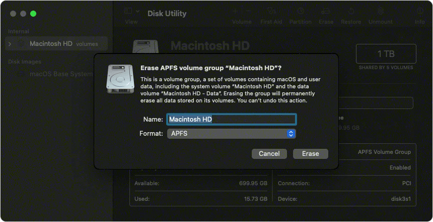 Use Disk Utility to Erase Mac in Recovery Mode