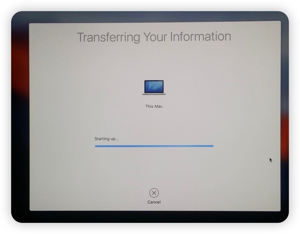 Migration Assistant stuck on setting up