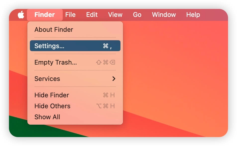 Open Finder Settings