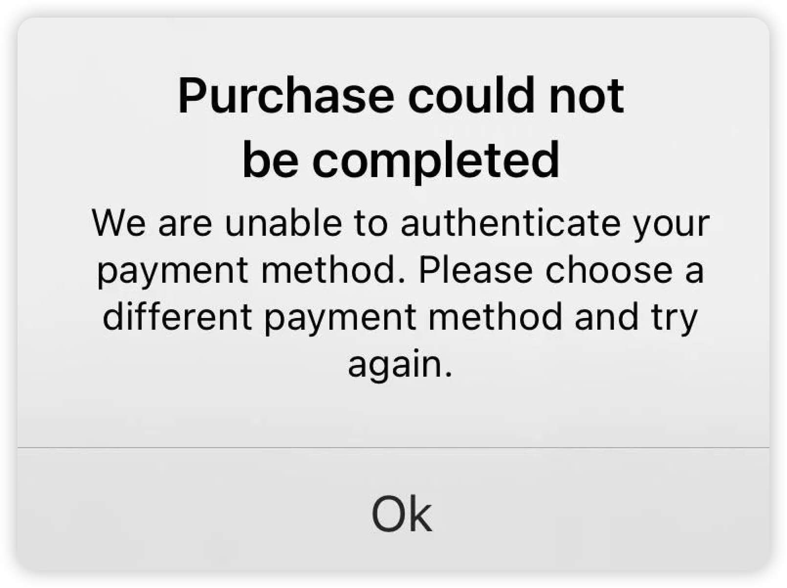 Purchase could not be completed in App Store