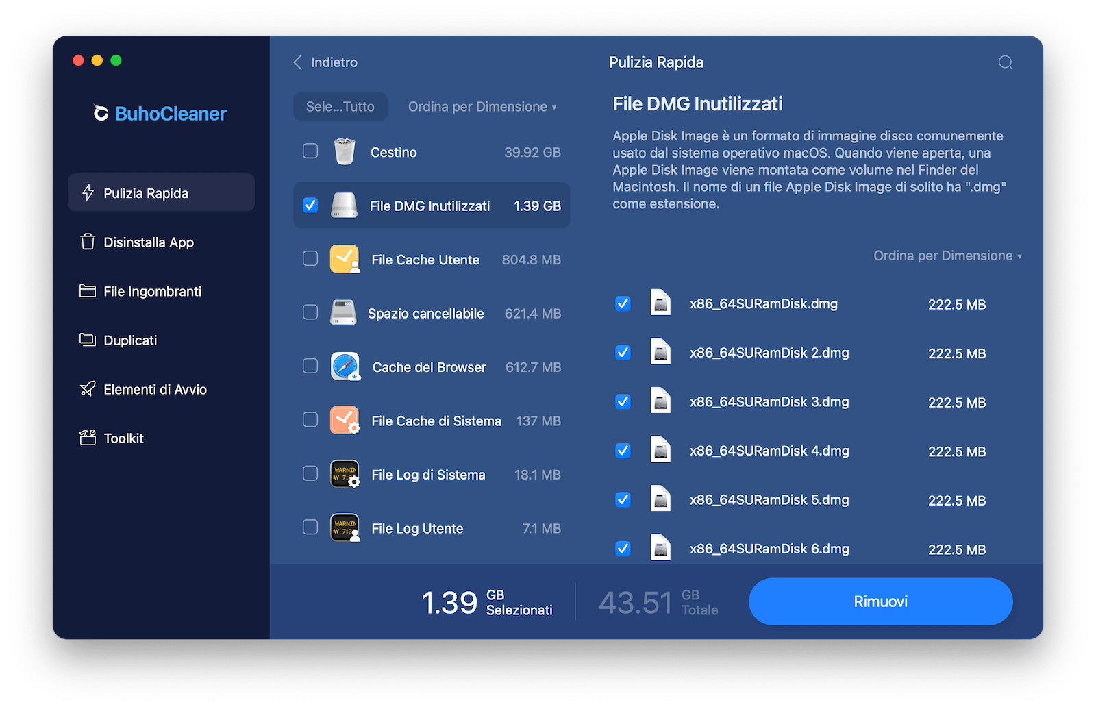 Come eliminare i file DMG su Mac con BuhoCleaner