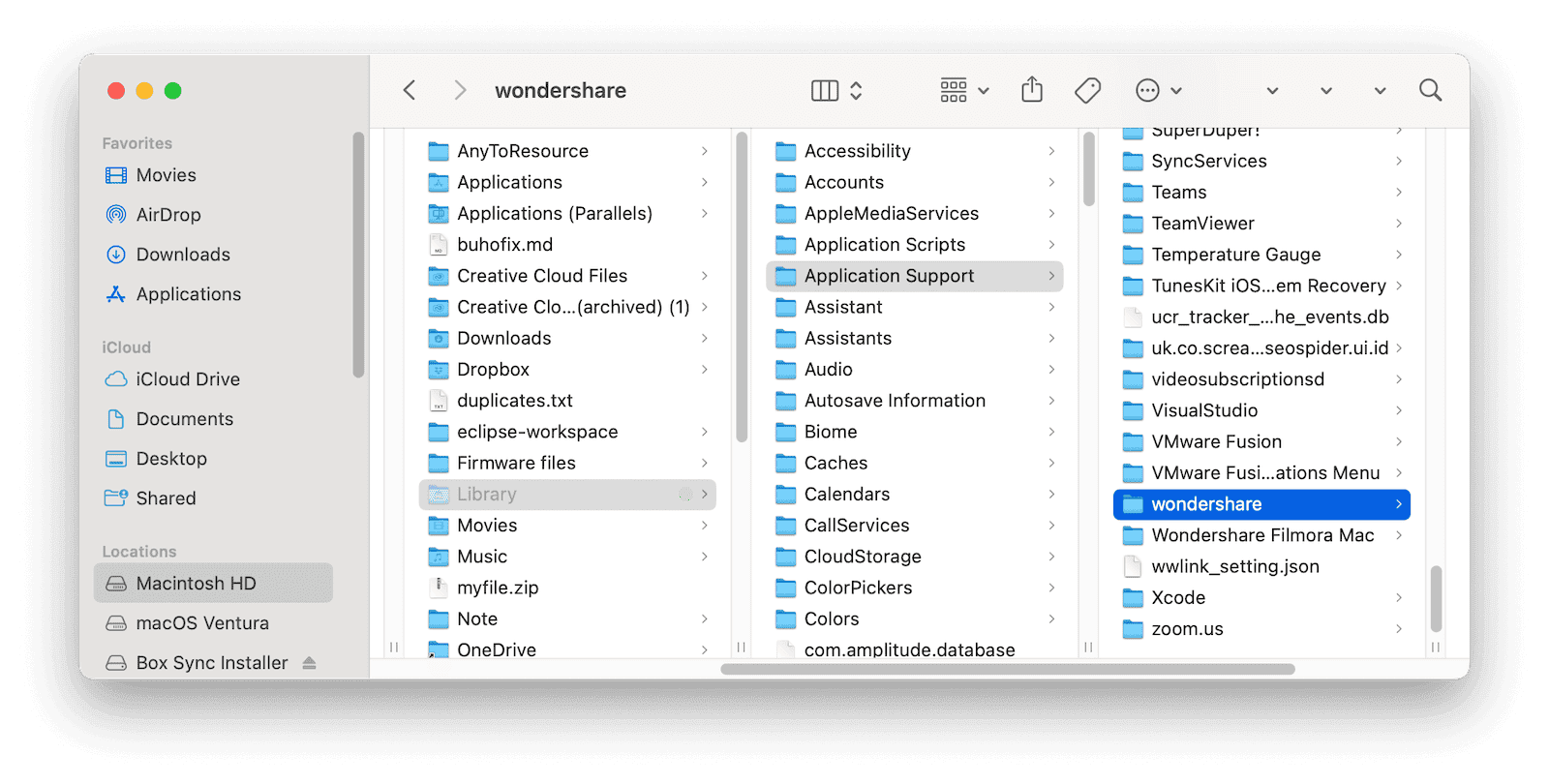 Remove Wondershare Related Files with Finder