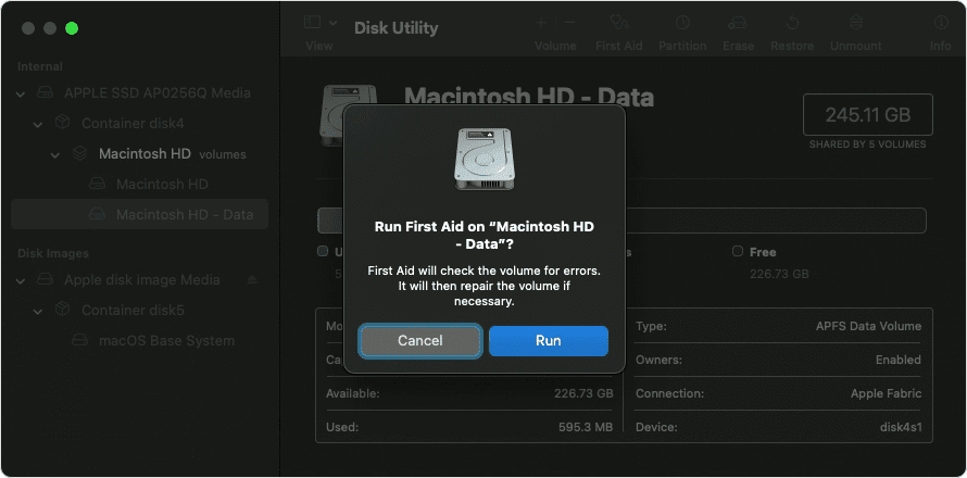 Repair Disk in Recovery Mode on Mac