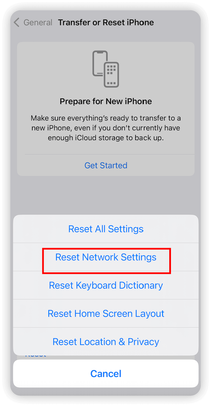 Reset Network Settings