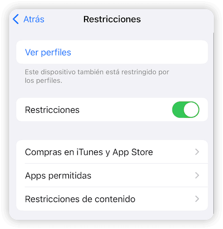 Restrictions in Time Screen