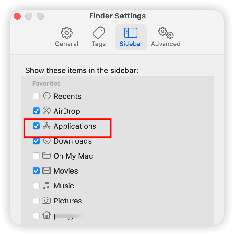 Set Applications Folder Appear in Finder Sidebar