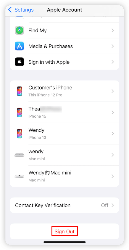 Sign out Apple ID