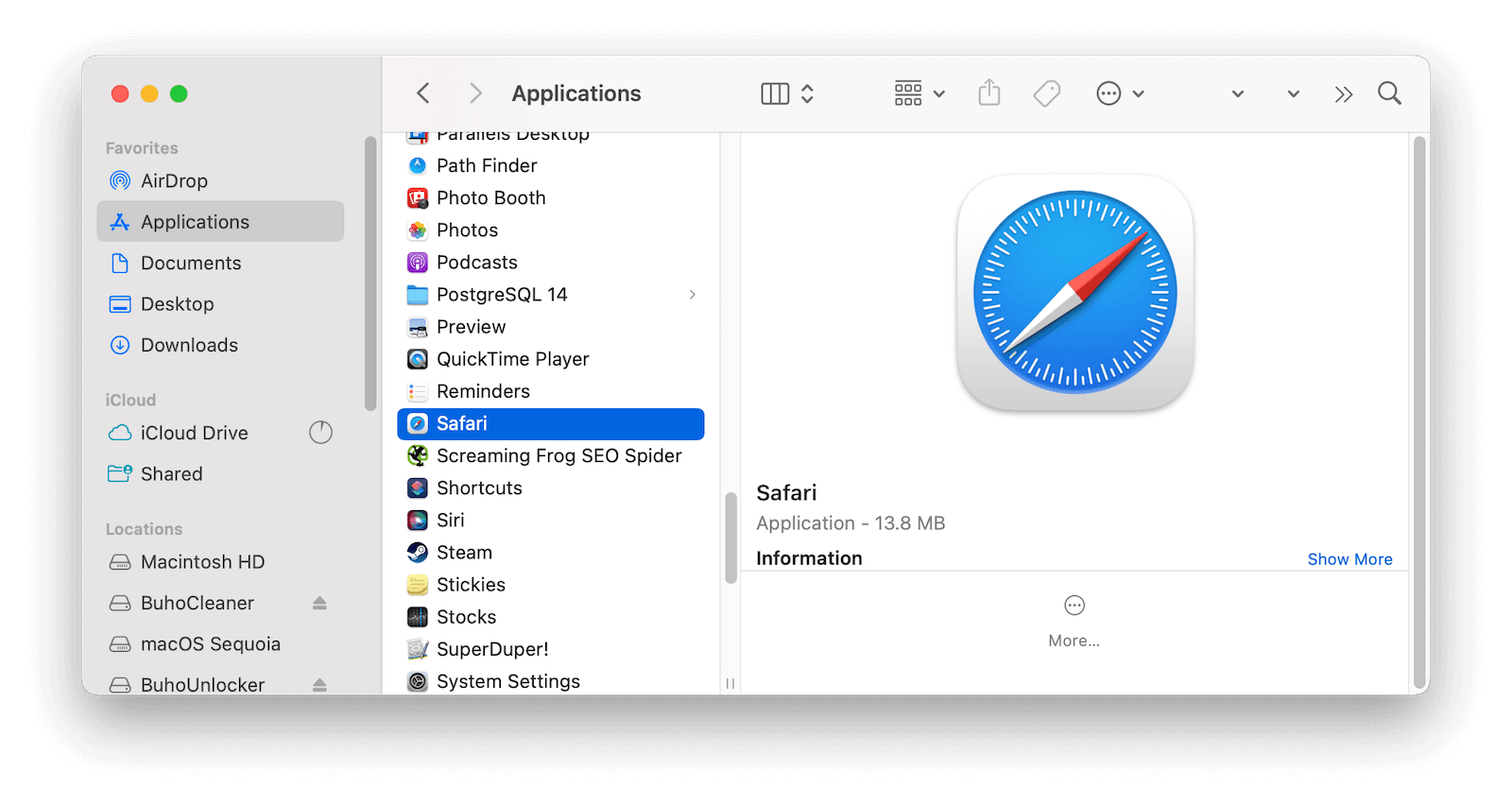 Unistall Safari on Mac with Finder