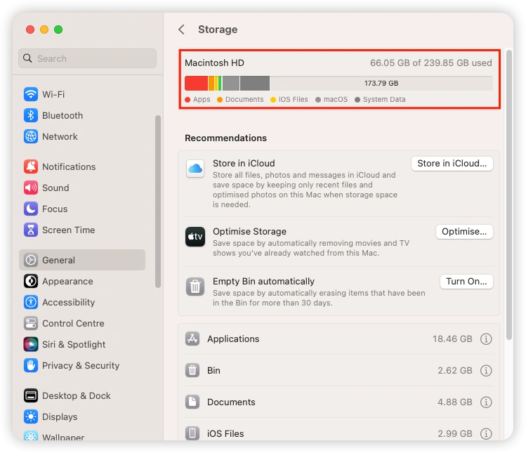 How to Check Storage on Mac via Storage Settings