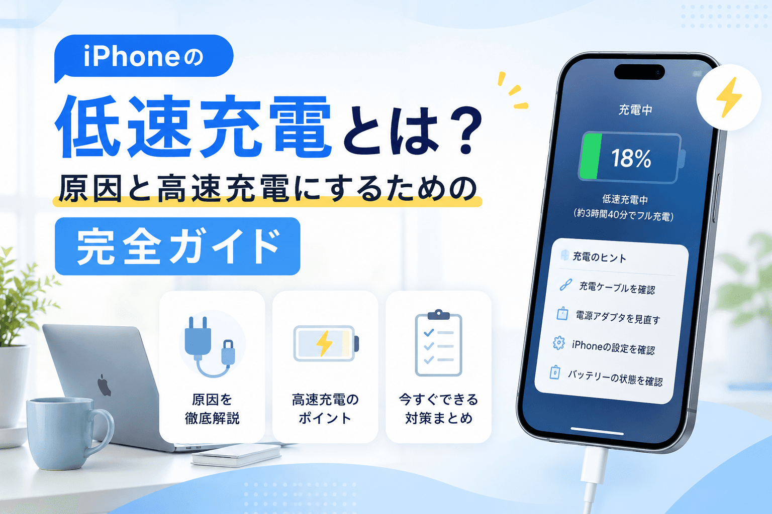 iPhoneの低速充電とは?原因と高速充電にするための完全ガイド