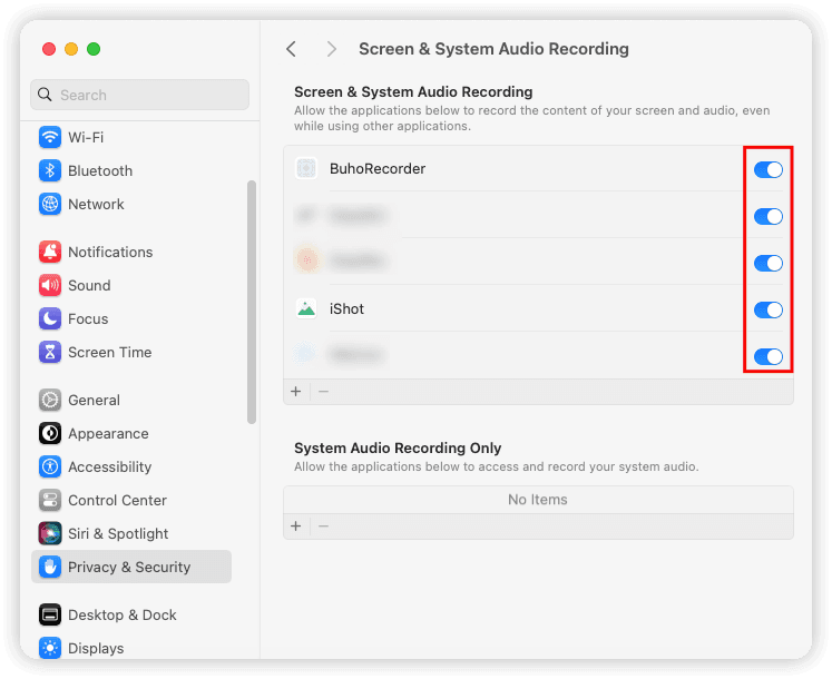 Check Apps with Screen Recording Permission